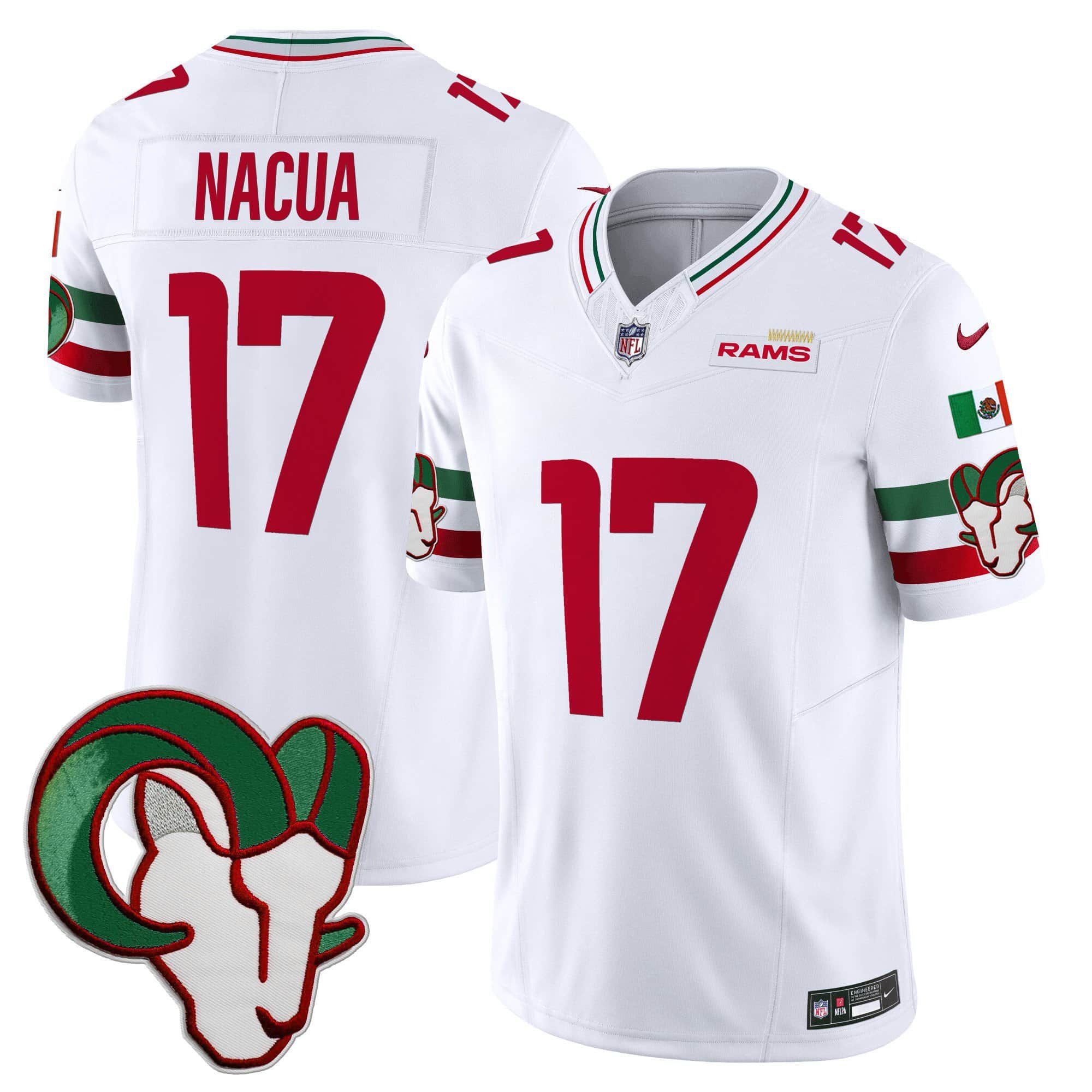 Men Los Angeles Rams #17 Nacua White 2024 Nike Mexico Vapor Limited NFL Jersey
